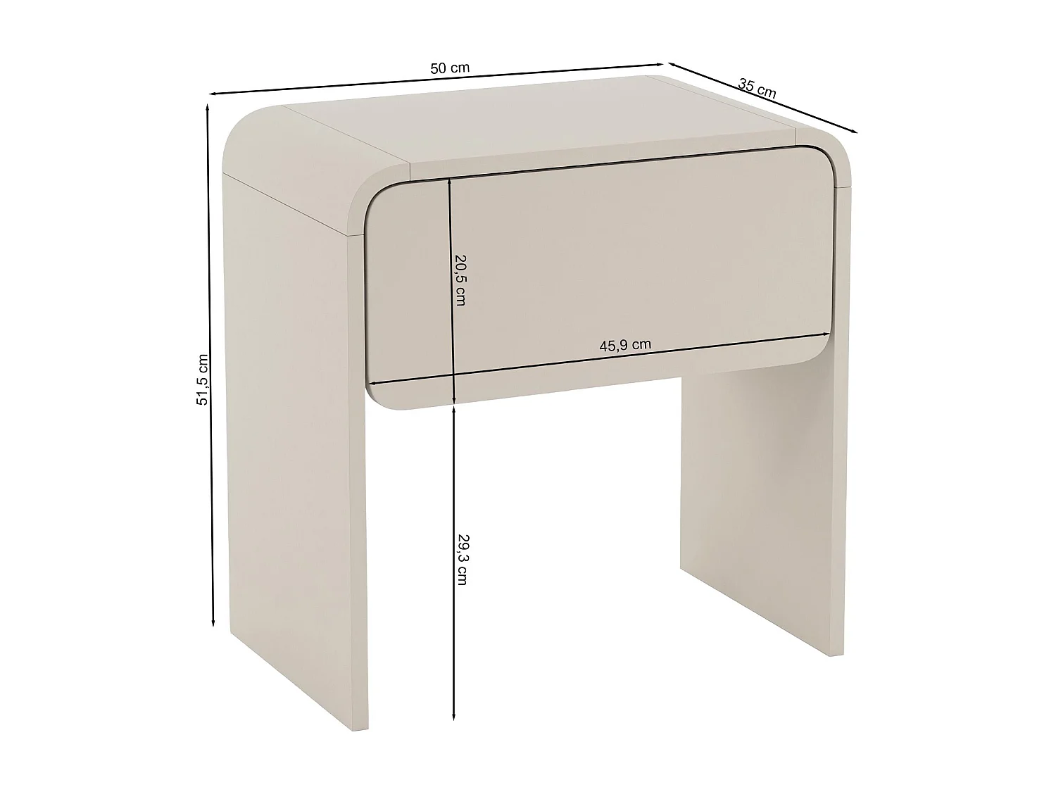 Table de chevet avec tiroir - gris cachemire 50 cm - LUMMO