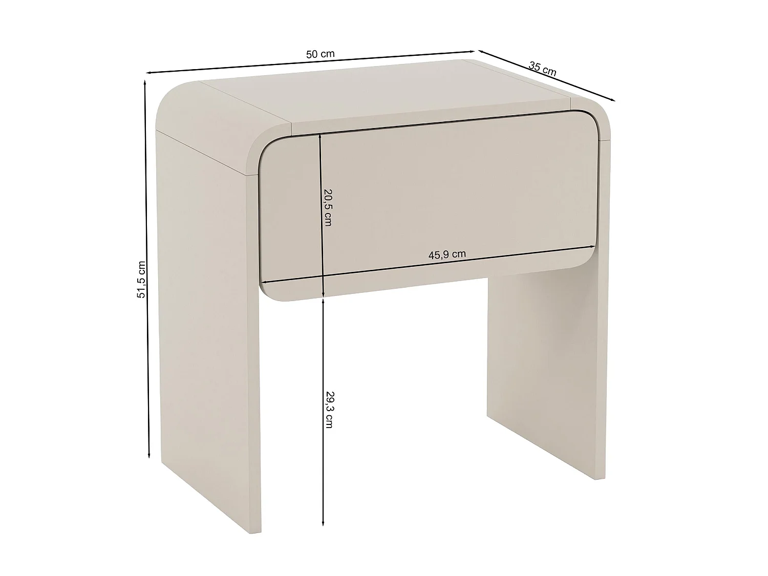 Table de chevet avec tiroir - gris cachemire 50 cm - LUMMO