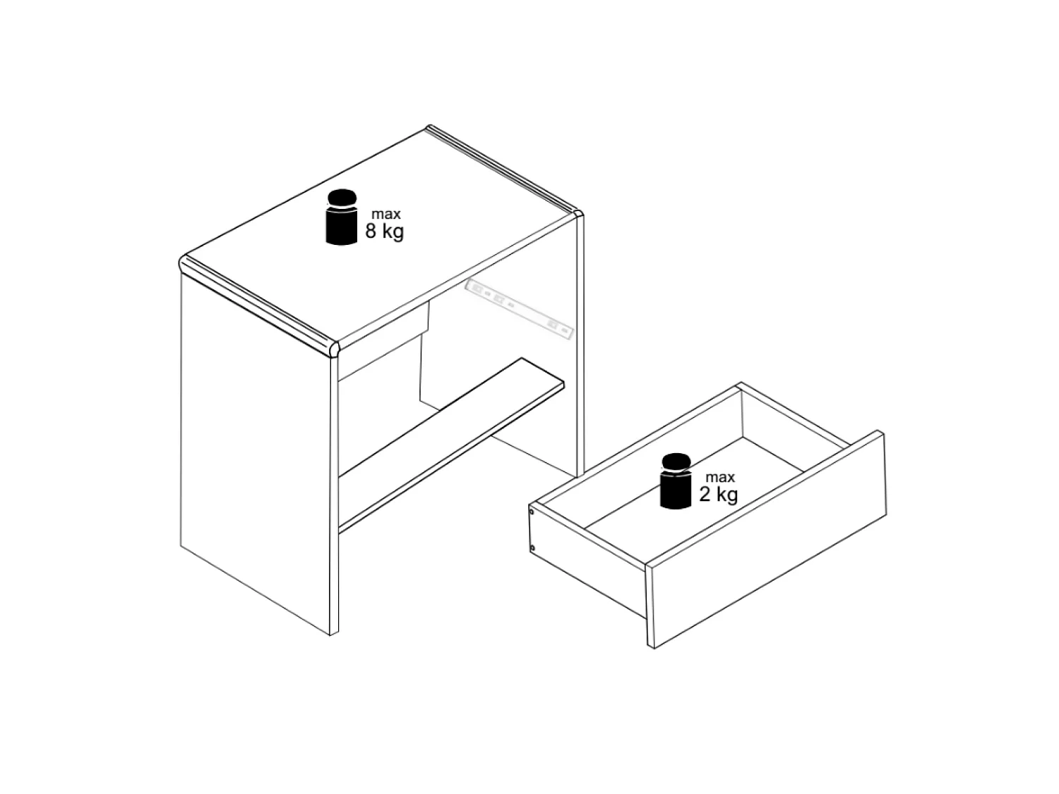 Mesita de noche con cajón – gris cachemira – 50 cm – LUMMO