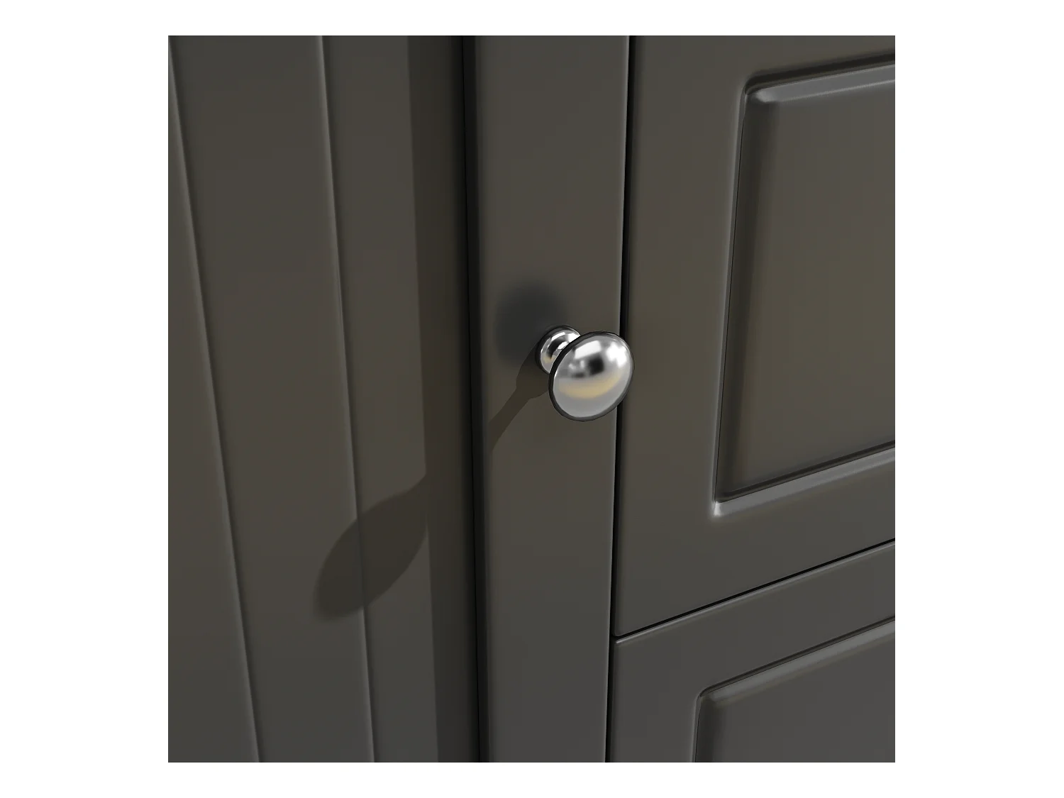 Credenza da cucina nera con illuminazione a LED, 4 ante e 3 cassetti, piano in legno impiallacciato