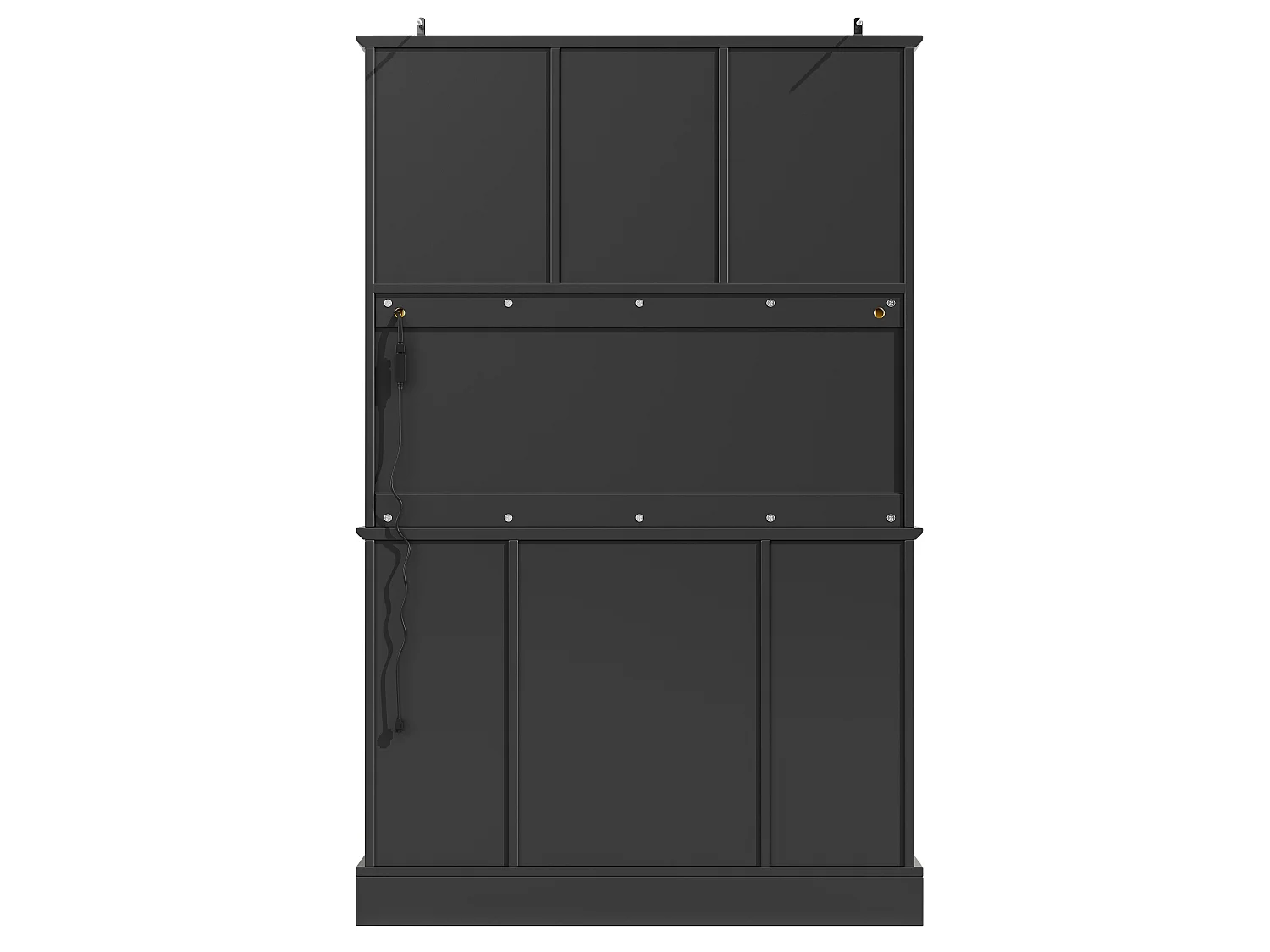 Aparador de cozinha preto e natural com 4 portas, 5 gavetas e luzes LED, MDF