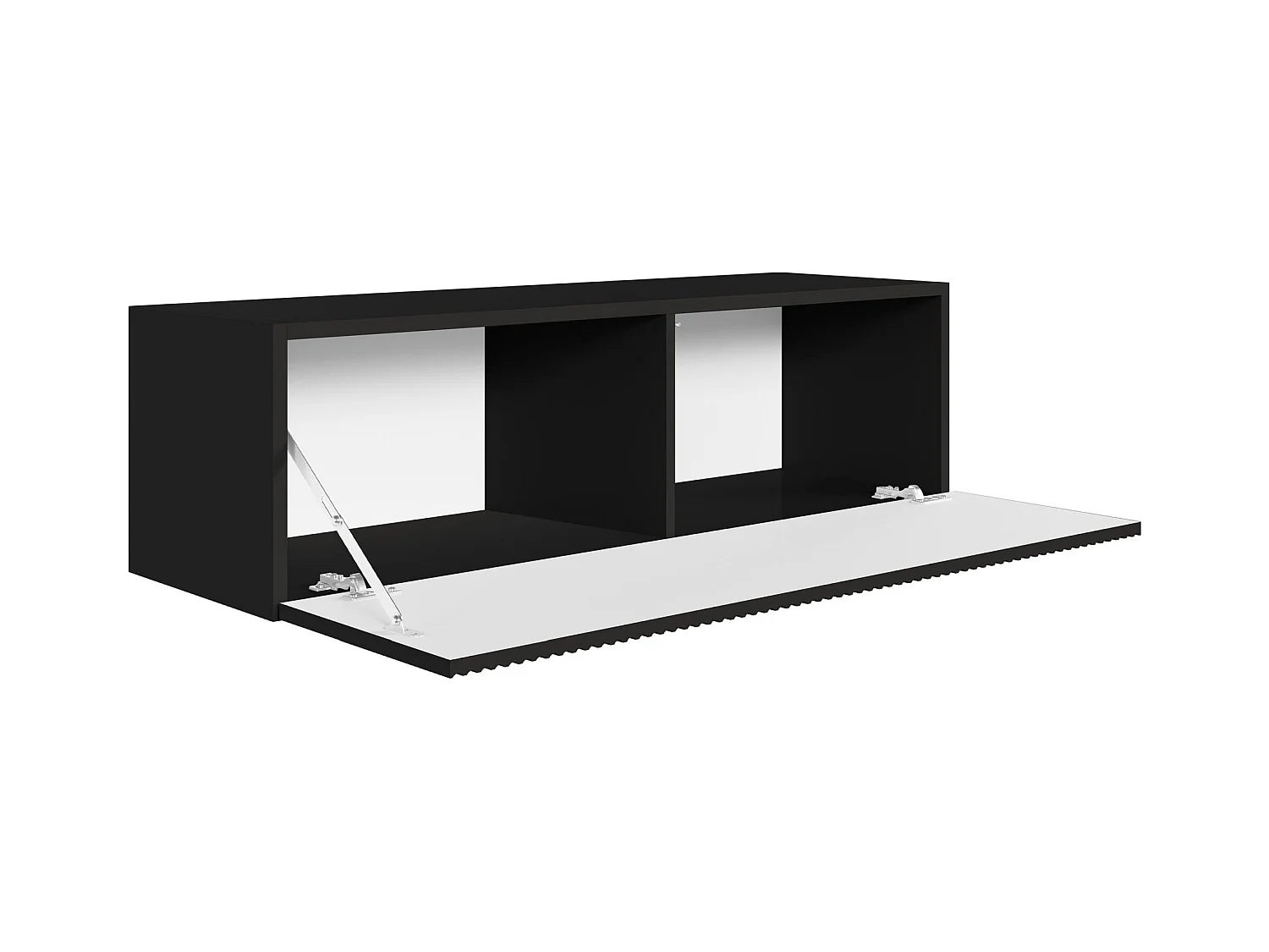 Meuble TV mural avec façades à lamelles rainurées – 1 porte – noir – 100 cm – VELDIO