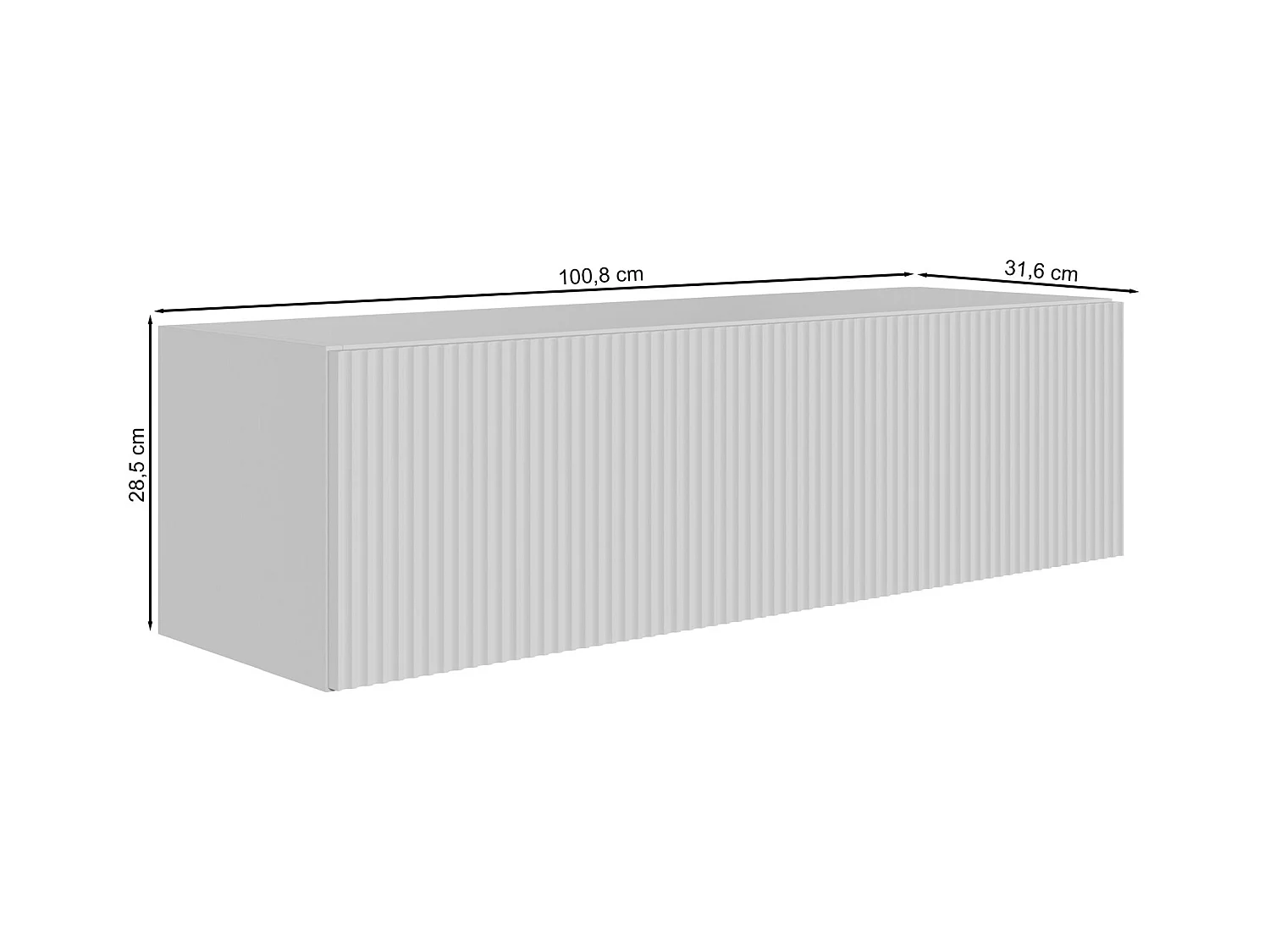 TV-Lowboard hängend – mit geriffelten Fronten – 100 cm – schwarz – VELDIO