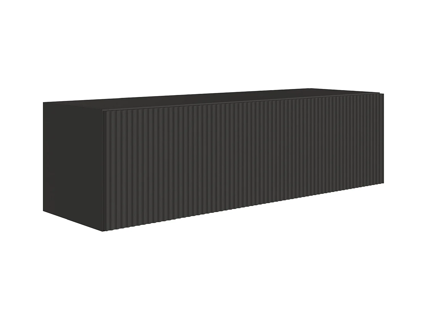 TV-Lowboard hängend – mit geriffelten Fronten – 100 cm – schwarz – VELDIO