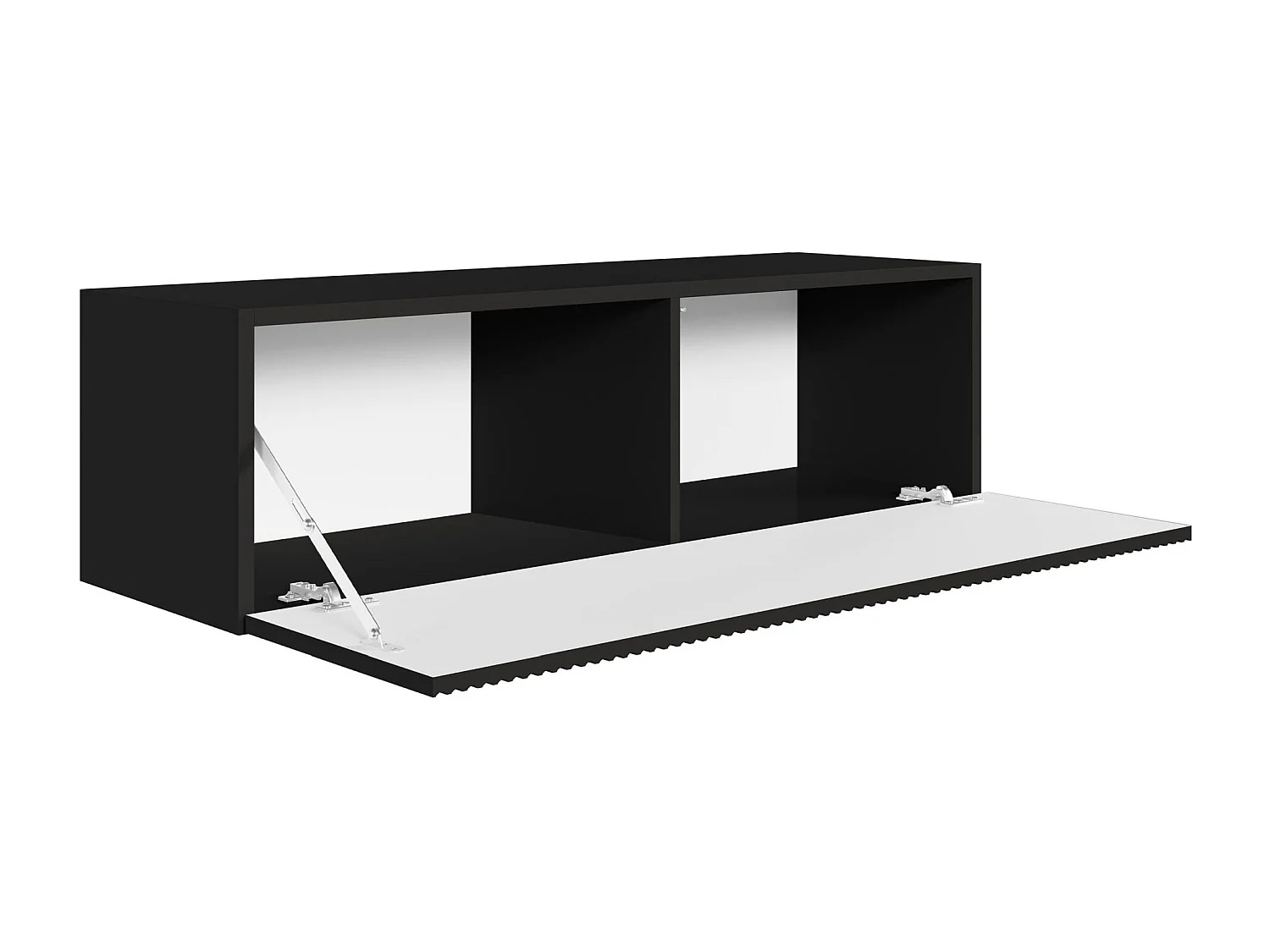 Meuble TV mural avec façades à lamelles rainurées – 1 porte – noir – 100 cm – VELDIO