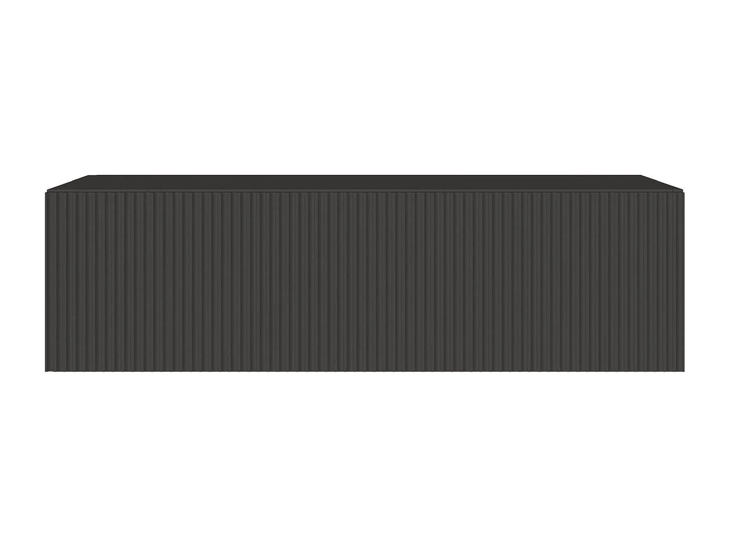 Meuble TV mural avec façades à lamelles rainurées – 1 porte – noir – 100 cm – VELDIO