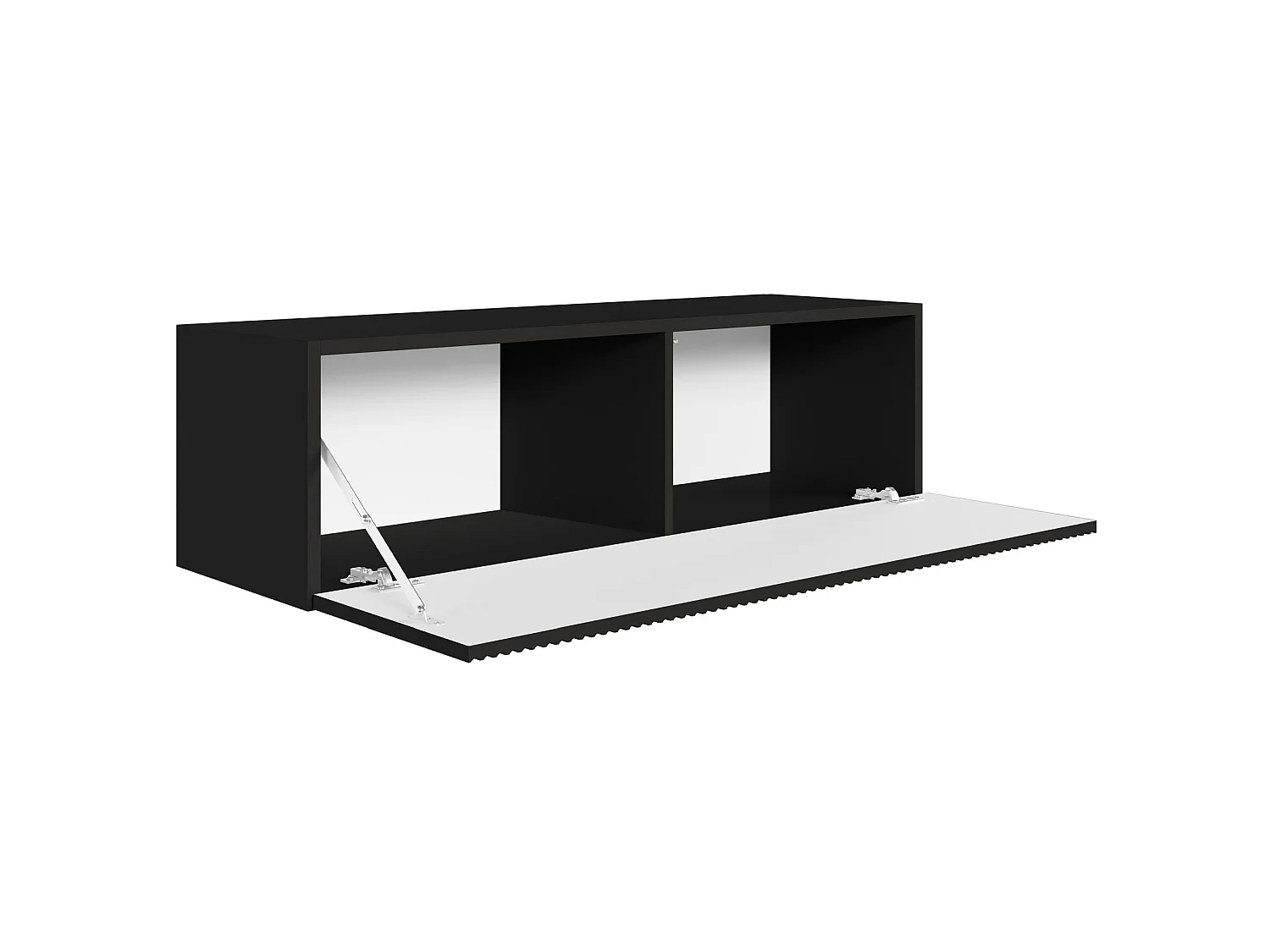 Meuble TV mural avec façades à lamelles rainurées – 1 porte – noir – 100 cm – VELDIO