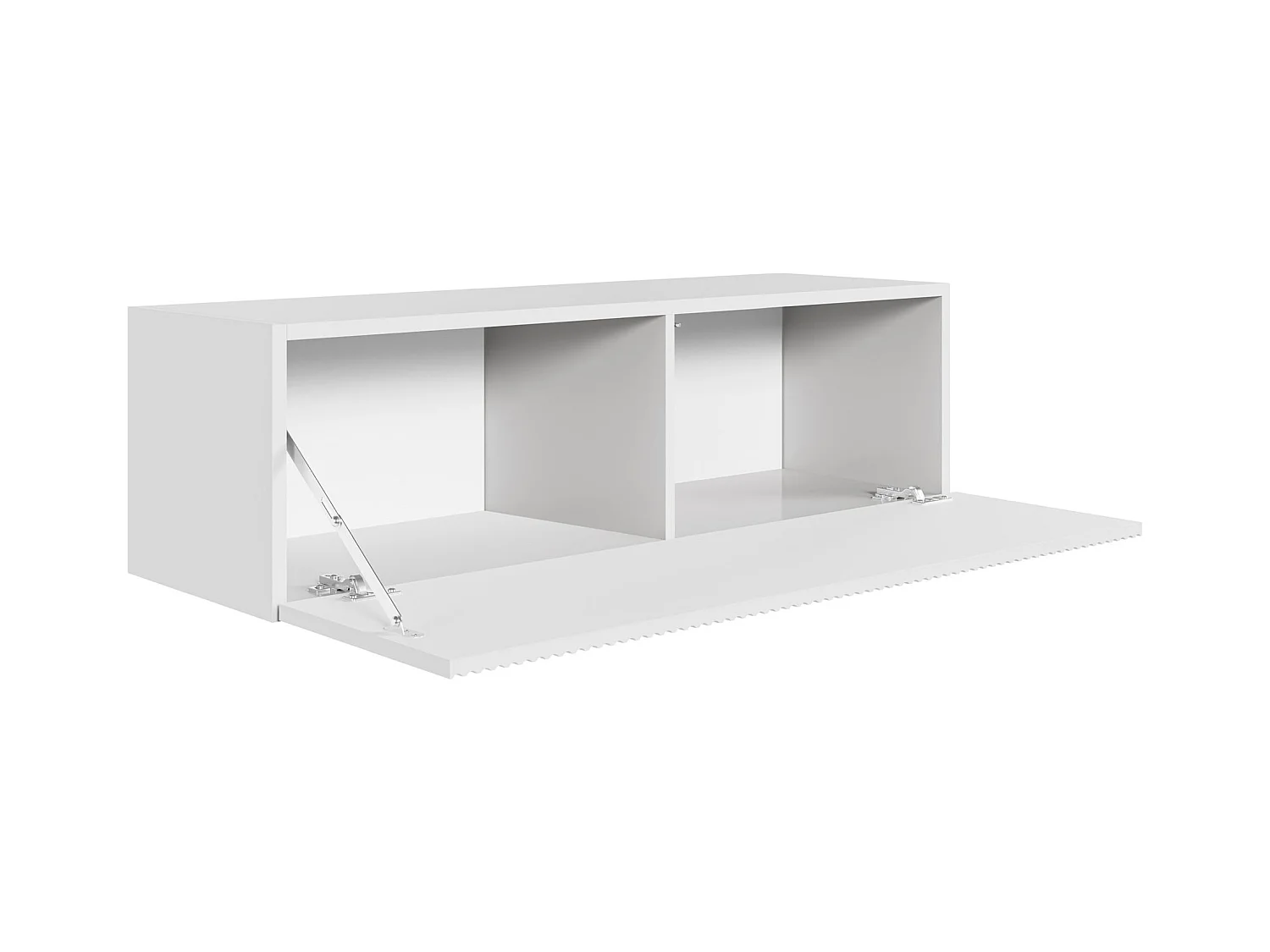 Meuble TV mural avec façades à lamelles rainurées – 1 porte – blanc – 100 cm – VELDIO