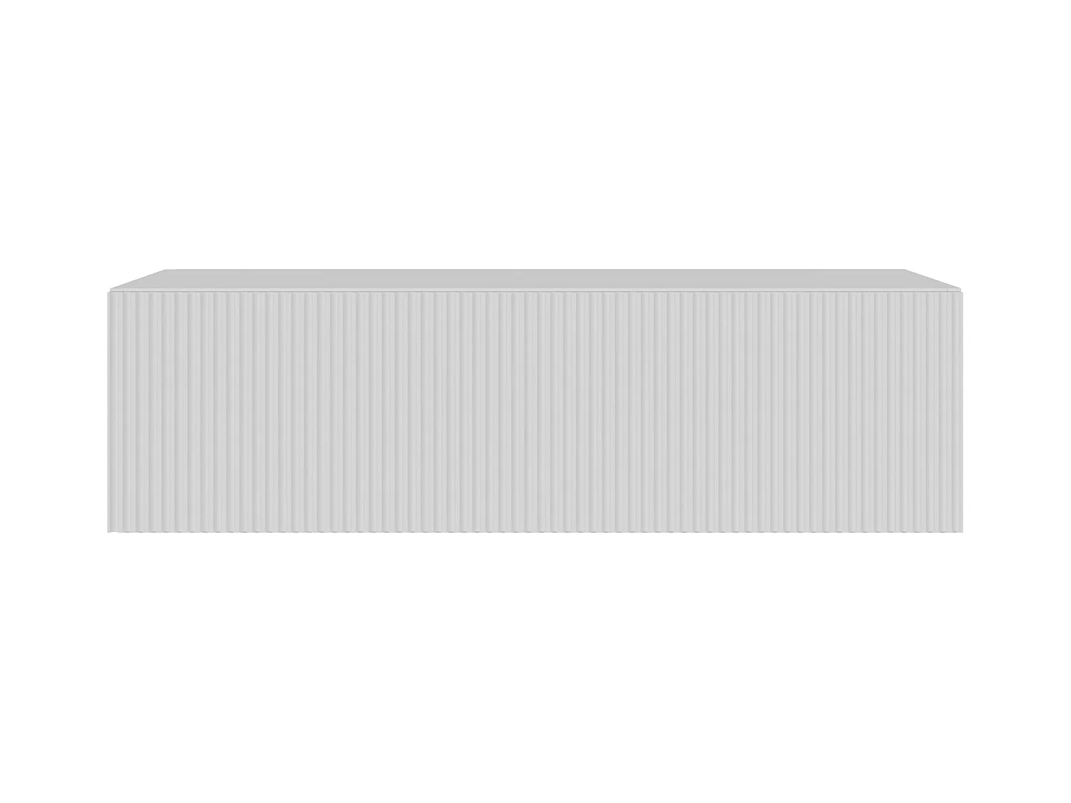 Meuble TV mural avec façades à lamelles rainurées – 1 porte – blanc – 100 cm – VELDIO