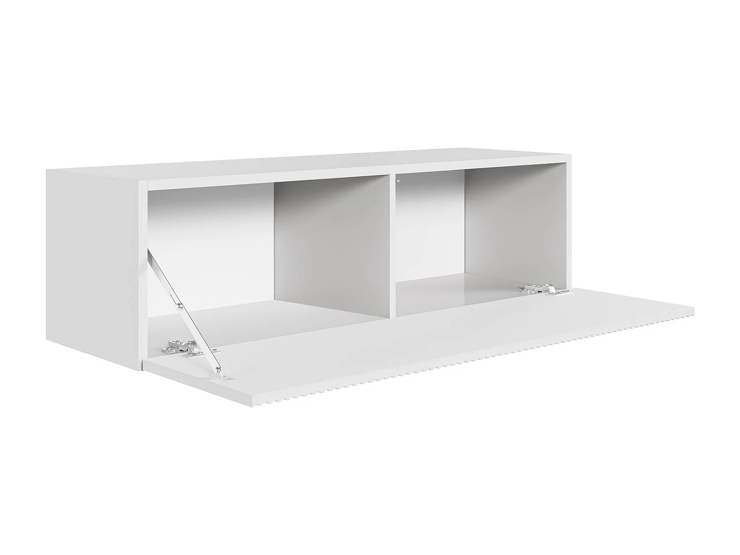 Meuble TV mural avec façades à lamelles rainurées – 1 porte – blanc – 100 cm – VELDIO