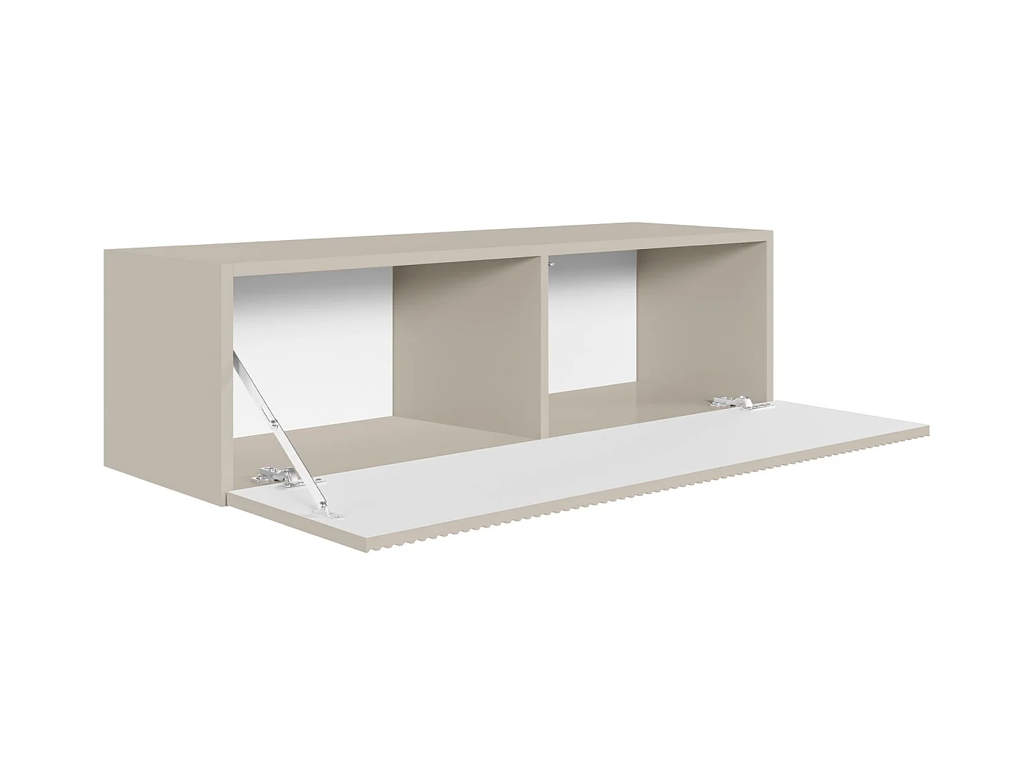 Meuble TV mural avec façades à lamelles rainurées – 1 porte – beige gris – 100 cm – VELDIO