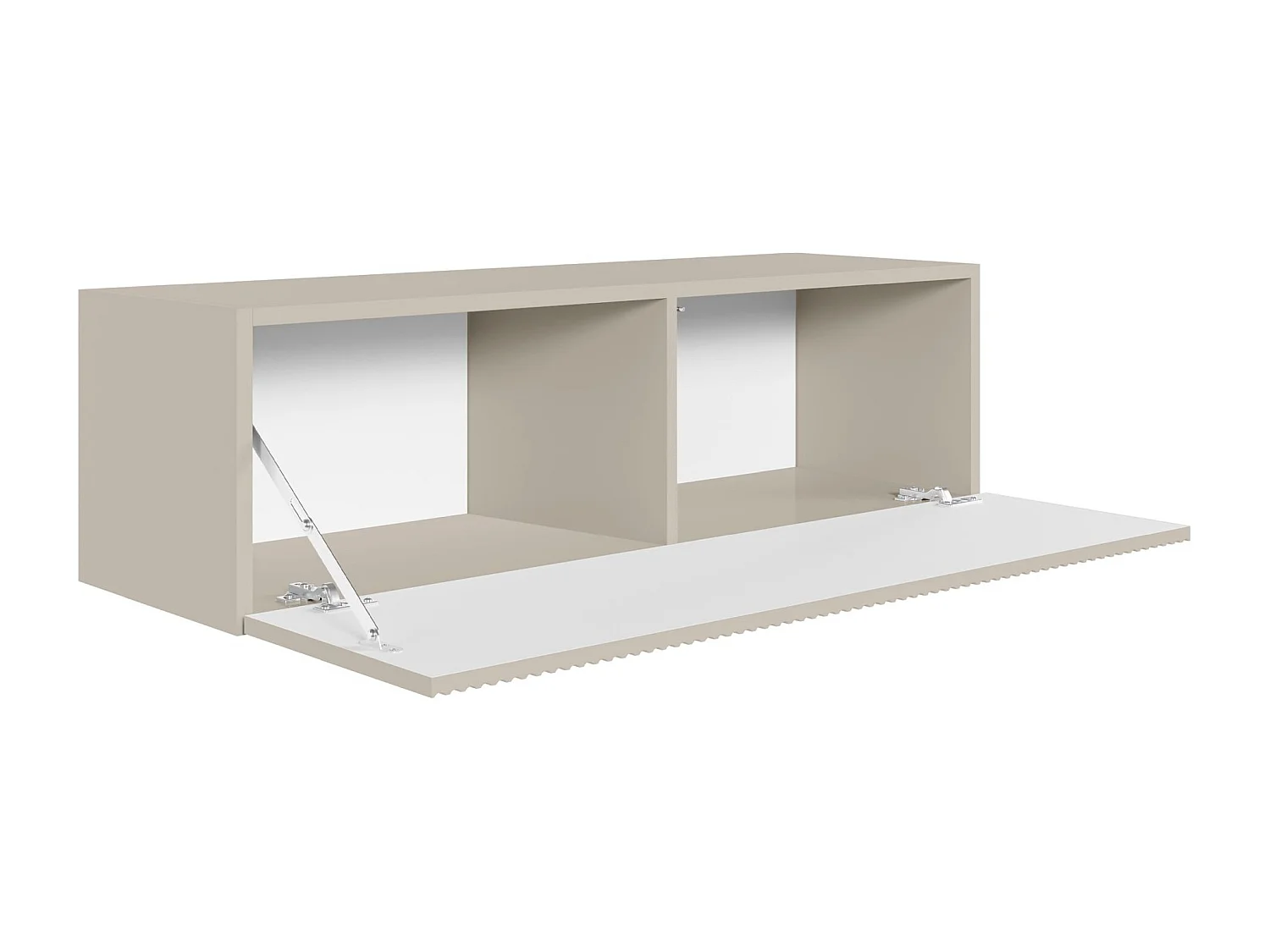 Meuble TV mural avec façades à lamelles rainurées – 1 porte – beige gris – 100 cm – VELDIO