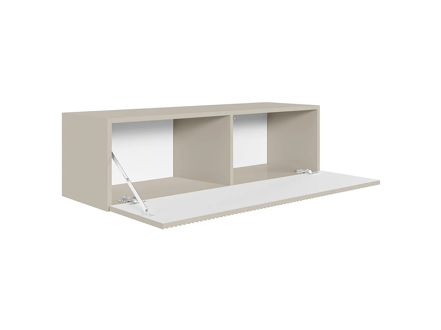 Meuble TV mural avec façades à lamelles rainurées – 1 porte – beige gris – 100 cm – VELDIO