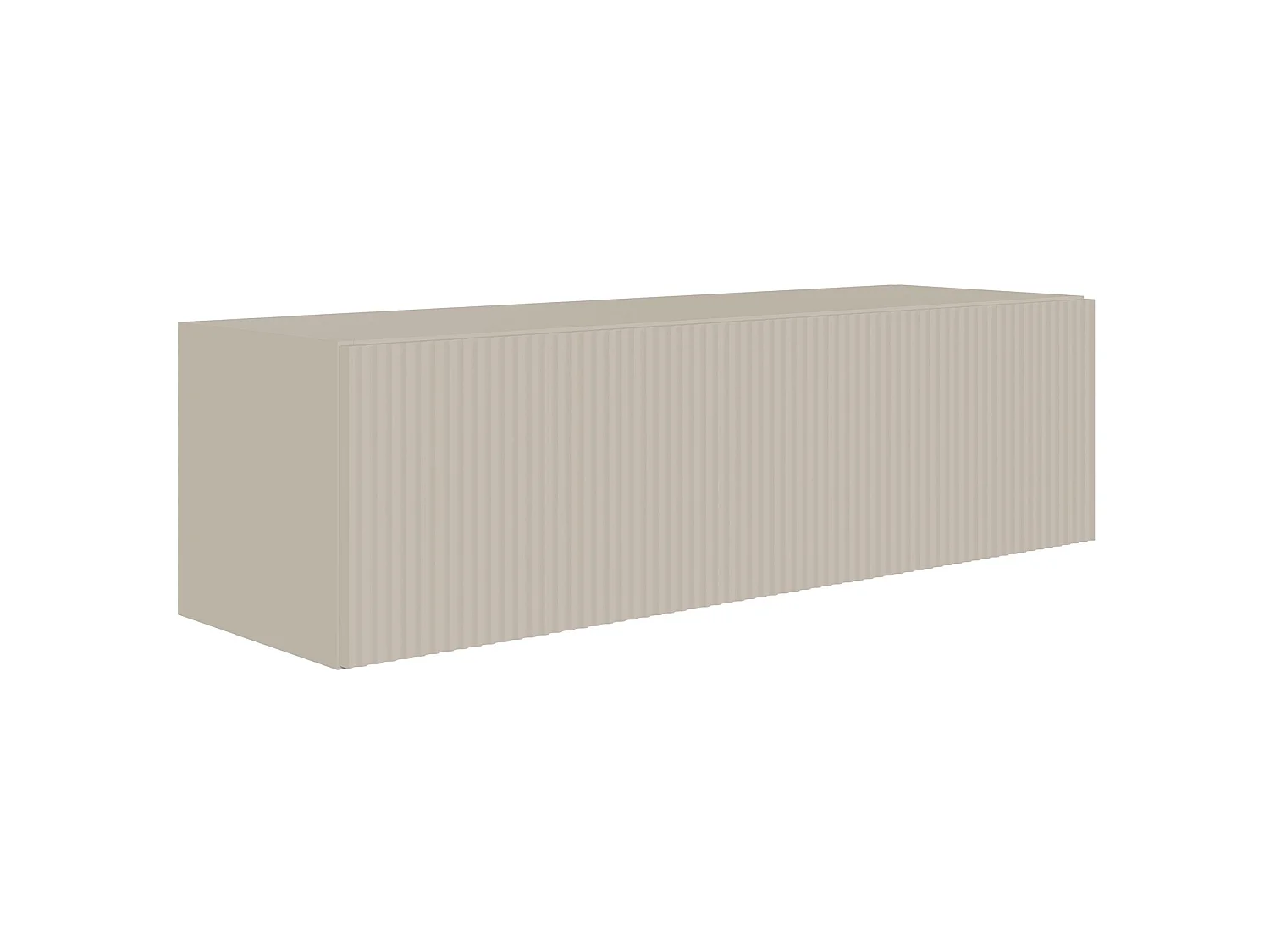 Meuble TV mural avec façades à lamelles rainurées – 1 porte – beige gris – 100 cm – VELDIO