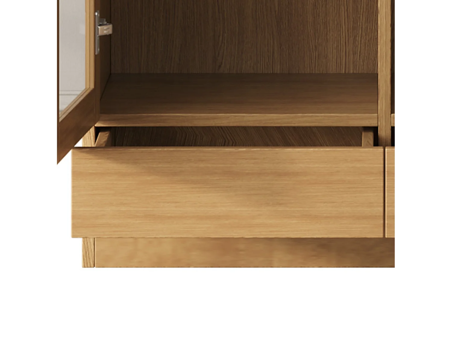 Vitrine avec 2 portes vitrées et 2 tiroirs - Armoire haute couleur bois 80×40×160 cm