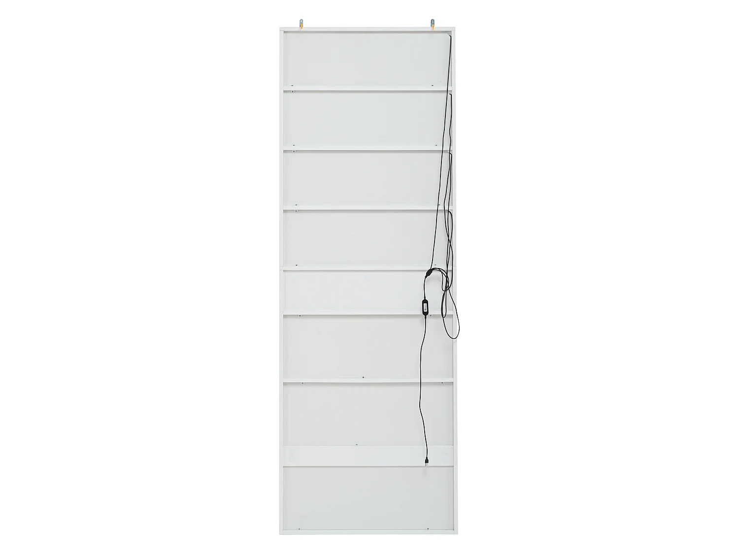 Vitrine blanche avec 2 portes, 2 portes vitrées, tiroir et lumières LED, panneaux de particules