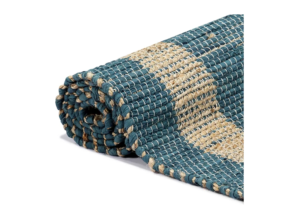 Tappeto Fatto a Mano in Juta Blu 160x230 cm Decorazione Naturale Elegante