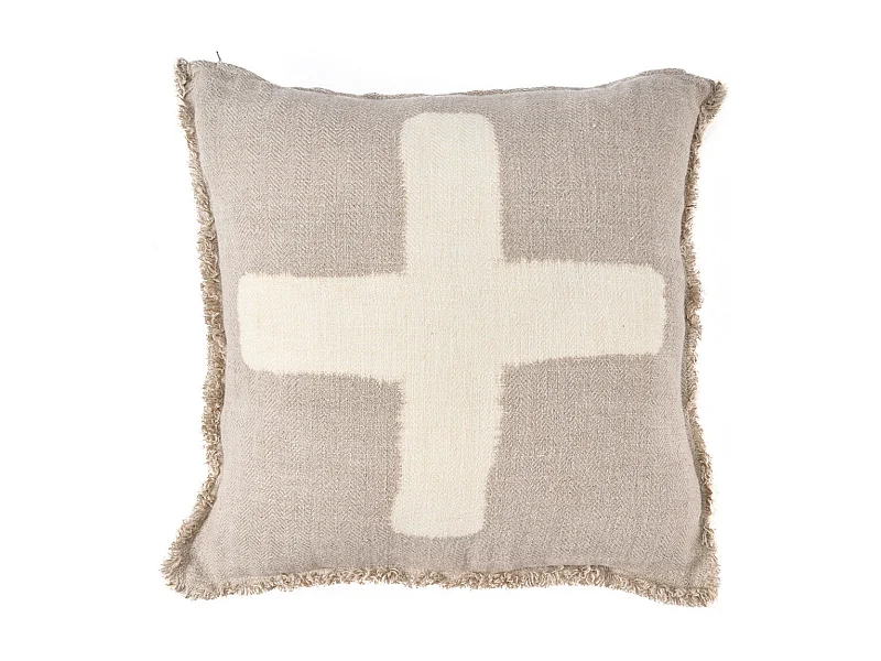 La Housse de Coussin Ivory Cross - Blanc Naturel - 50x50