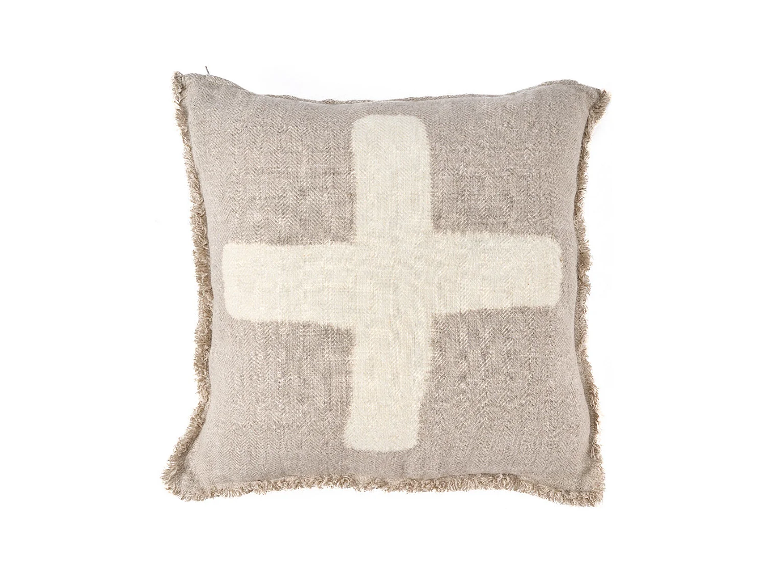 De Ivory Cross Kussensloop - Natuurlijke Wit - 50x50