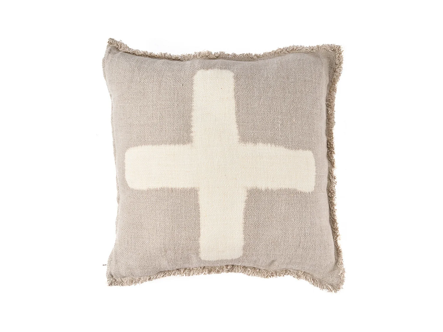 De Ivory Cross Kussensloop - Natuurlijke Wit - 50x50