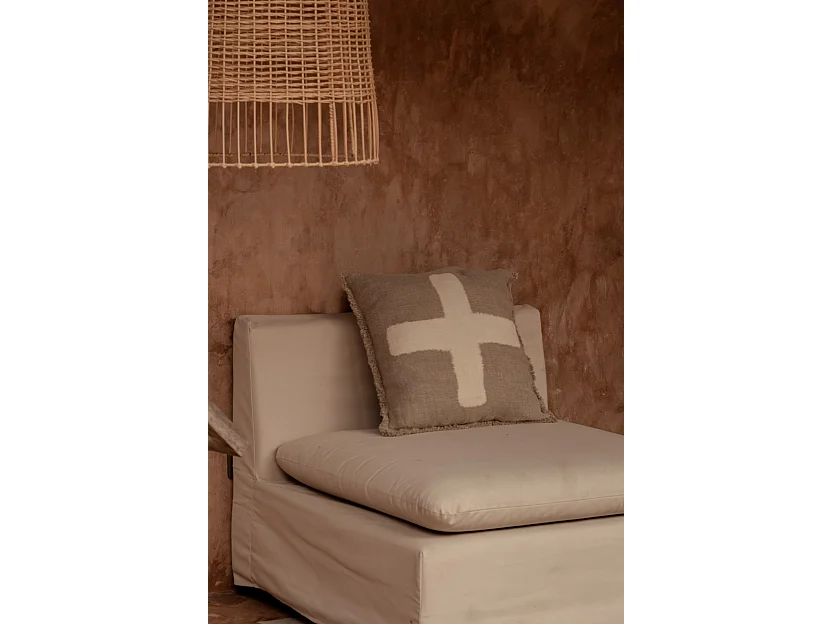 La Funda de Cojín Ivory Cross - Blanco Natural - 50x50