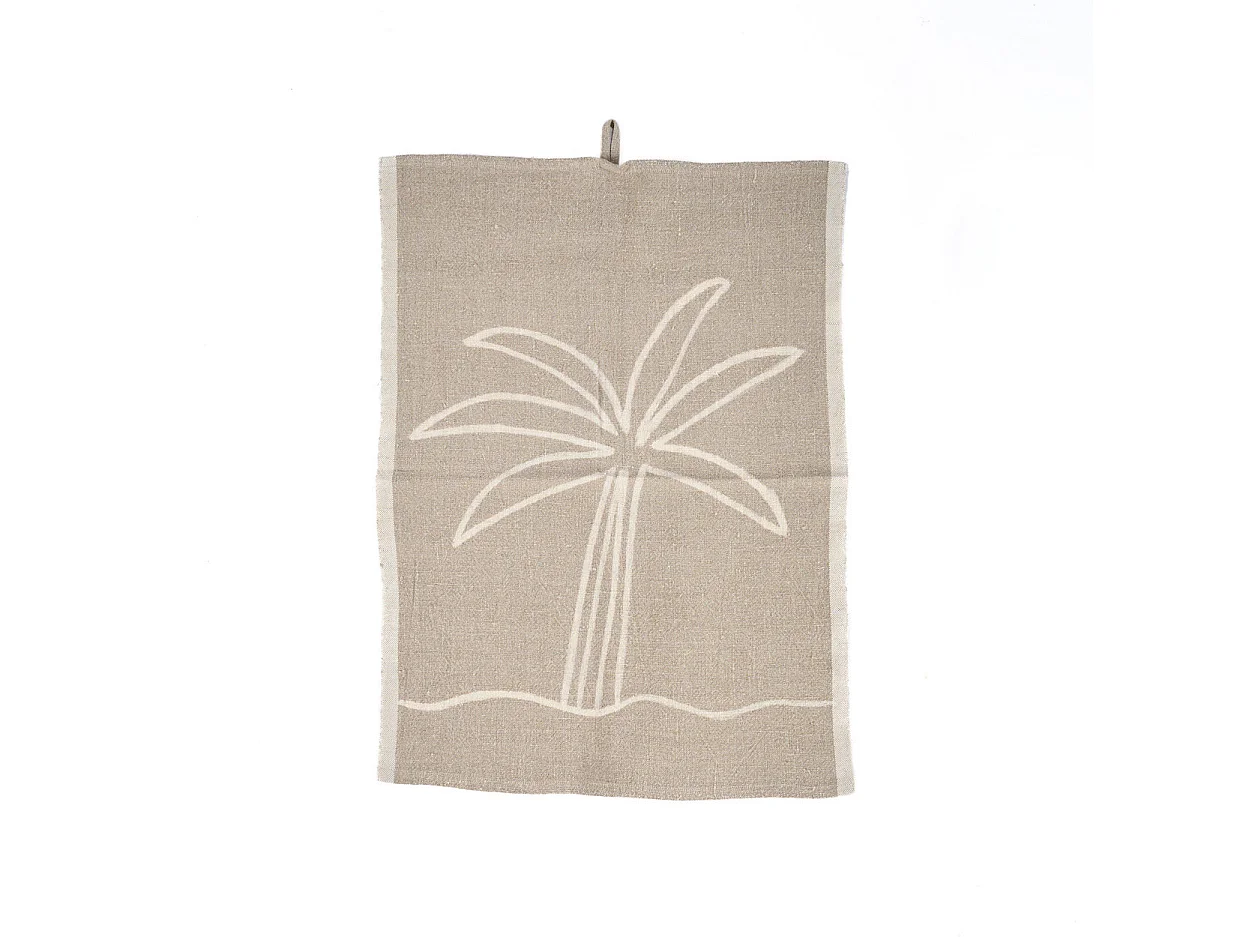 Le Torchons Linen Palm Tree - Blanc Naturel - 50x70