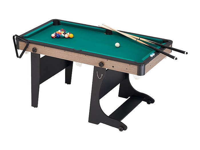 Table De Billard Pliable SPORTNOW Hauteur Réglable 140x63cm Avec Accessoires - Vert