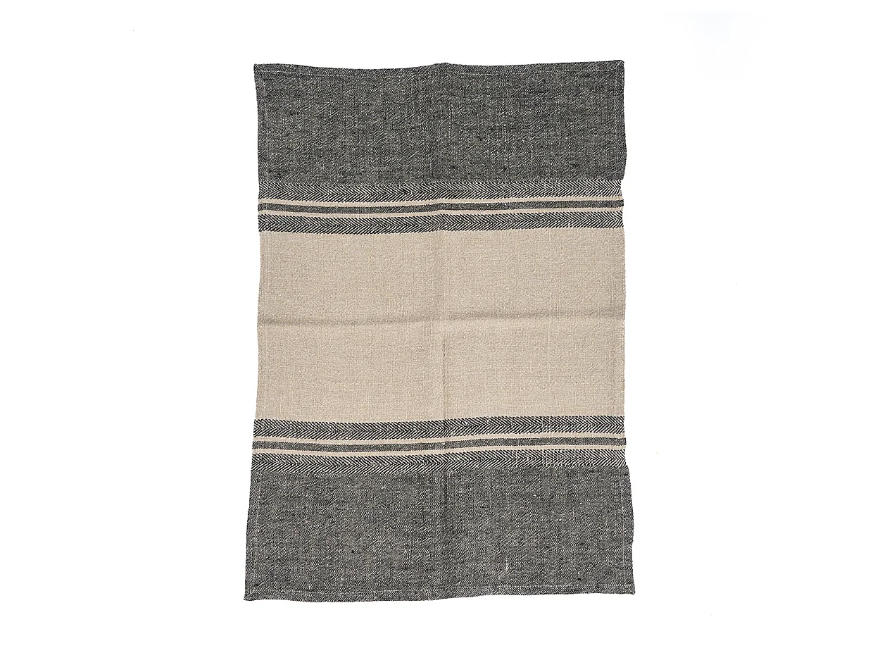 Le Torchons Linen Dash - Noir Naturel - 50x70