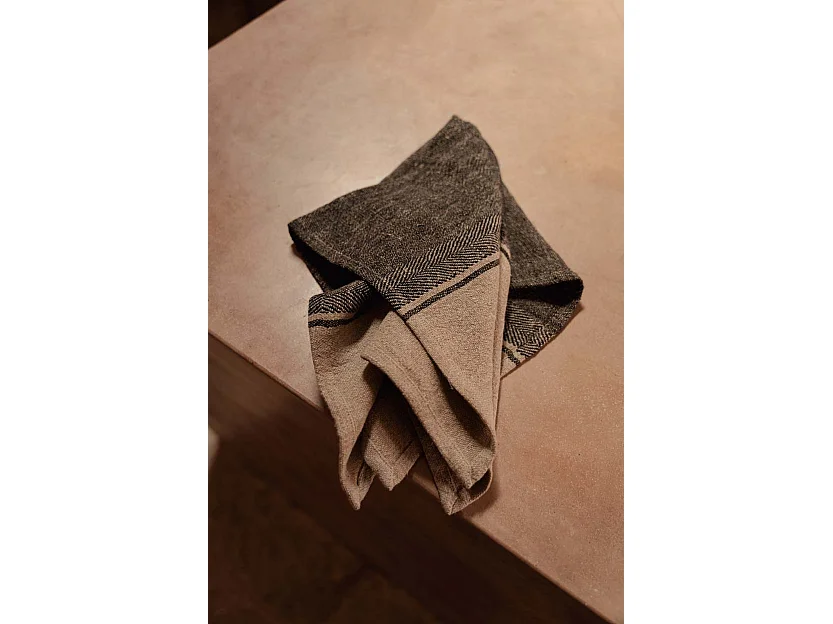 Le Torchons Linen Dash - Noir Naturel - 50x70