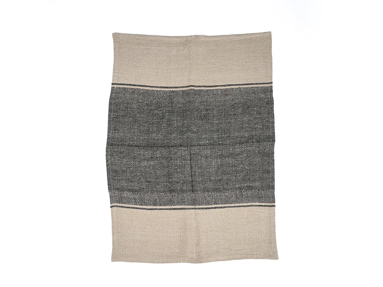 Le Torchons Linen Moody - Noir Naturel - 50x70