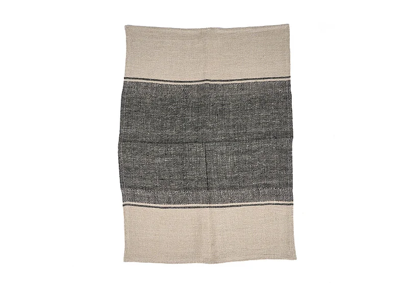 Le Torchons Linen Moody - Noir Naturel - 50x70