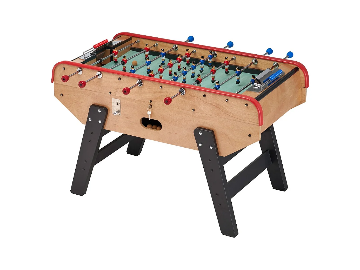 Babyfoot adulte luxe en bois style bistrot avec monnayeur - 10 balles liège - 30 jetons fournis