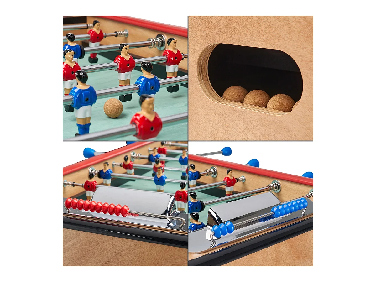 Babyfoot adulte luxe en bois style bistrot avec monnayeur - 10 balles liège - 30 jetons fournis