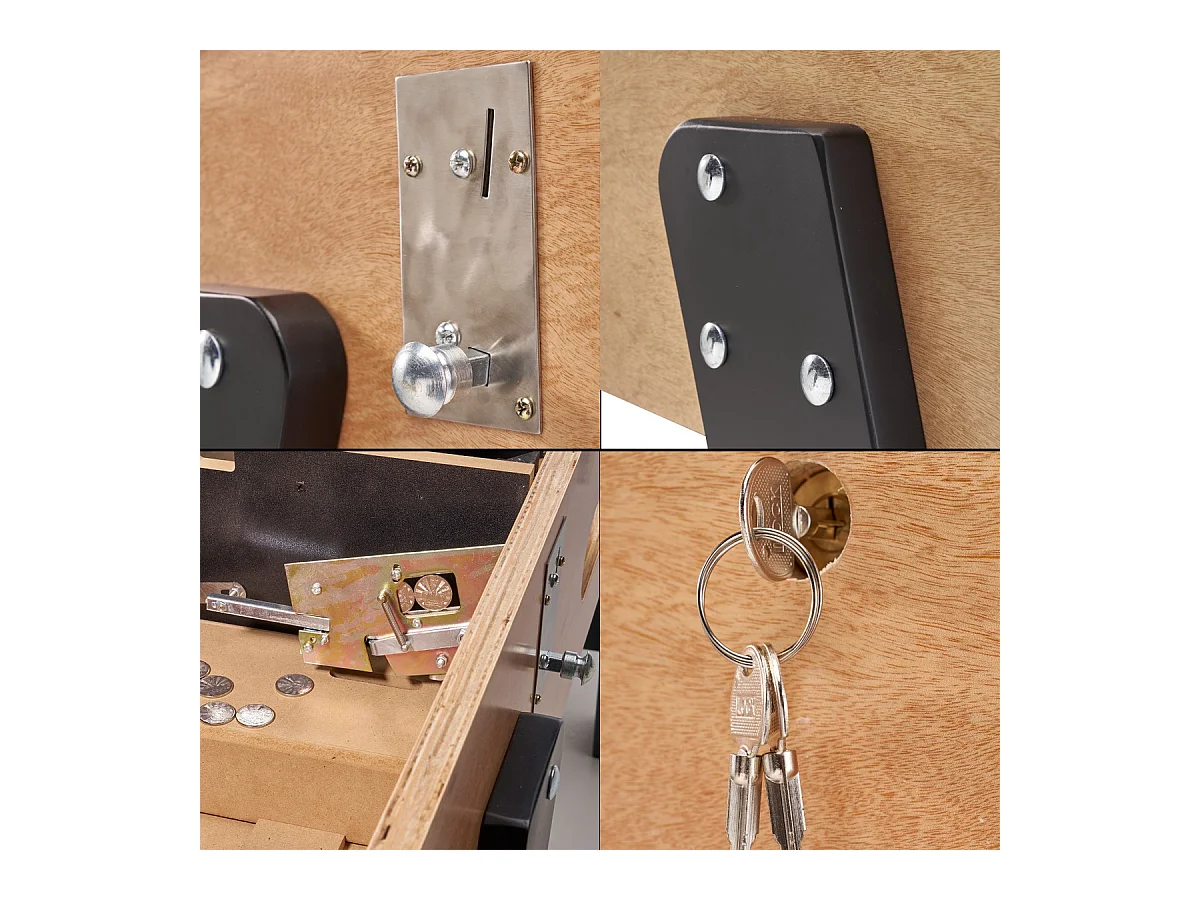 Babyfoot adulte luxe en bois style bistrot avec monnayeur - 10 balles liège - 30 jetons fournis