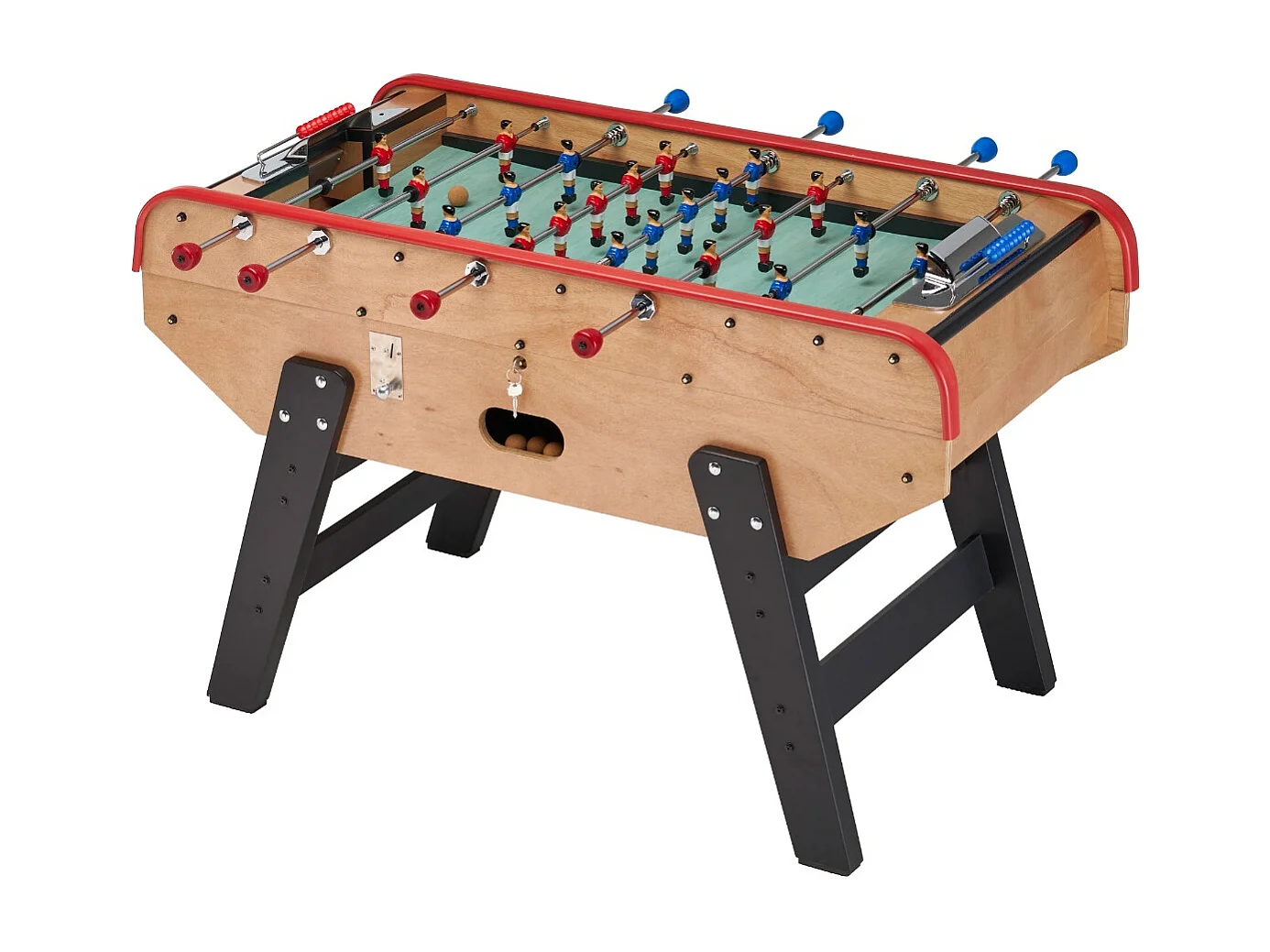 Babyfoot adulte luxe en bois style bistrot avec monnayeur - 10 balles liège - 30 jetons fourni