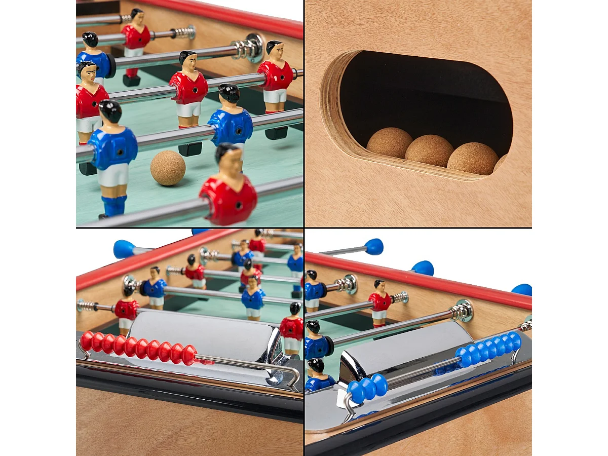 Babyfoot adulte luxe en bois style bistrot avec monnayeur - 10 balles liège - 30 jetons fourni