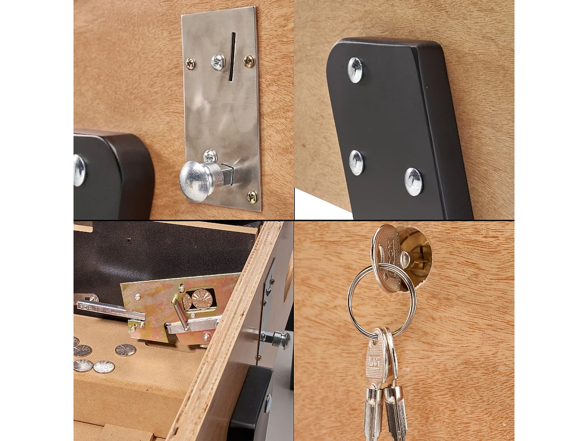 Babyfoot adulte luxe en bois style bistrot avec monnayeur - 10 balles liège - 30 jetons fourni