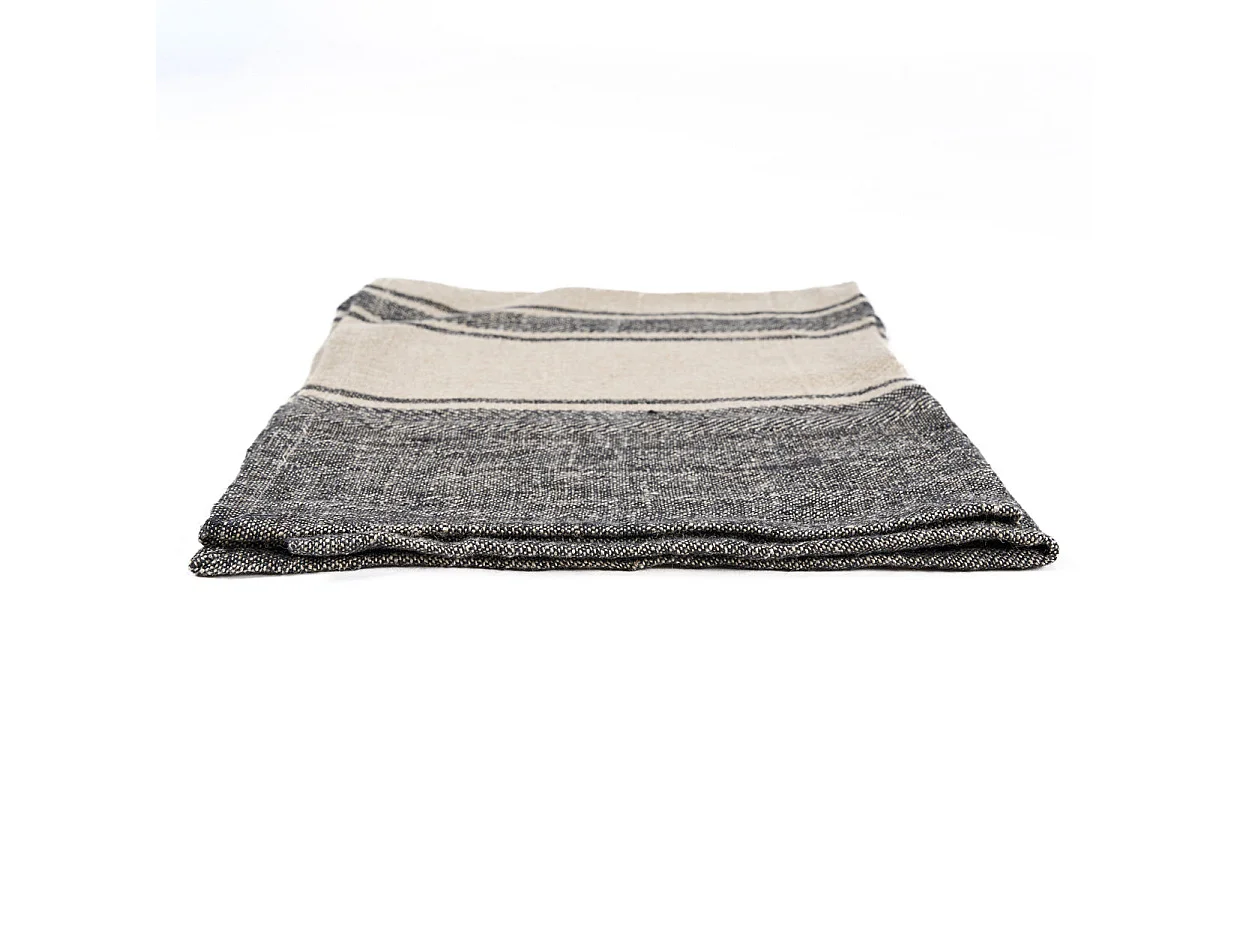 De Linen Smudge Keukendoek - Natural Black - 50x70