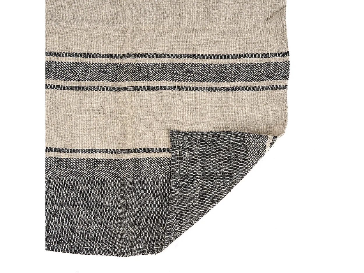 De Linen Smudge Keukendoek - Natural Black - 50x70