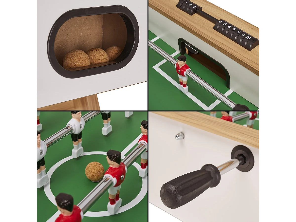 Baby foot ado & adultes - Blanc/bois - 3 balles liège - 2 à 4 joueurs