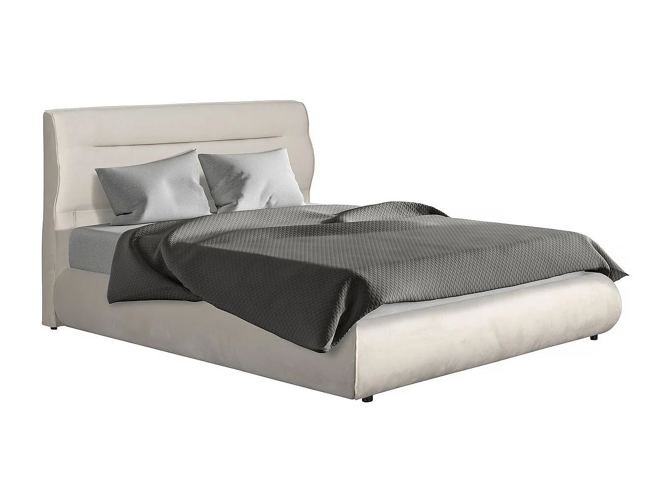 Lit double avec coffre en velours "Chamonix" - 140 x 190 cm - Beige