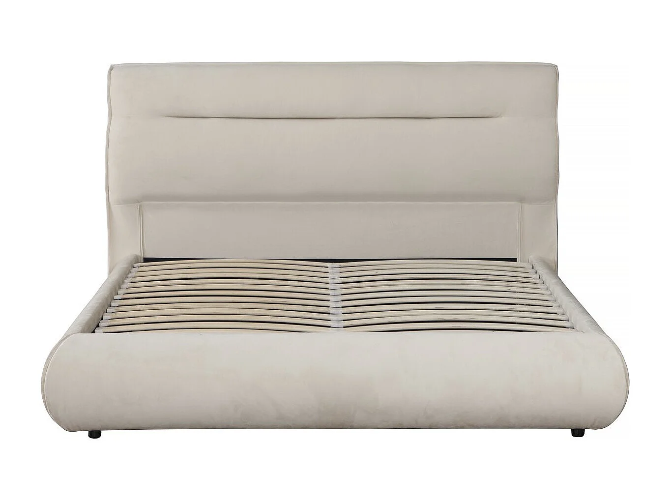 Lit double avec coffre en velours "Chamonix" - 140 x 190 cm - Beige