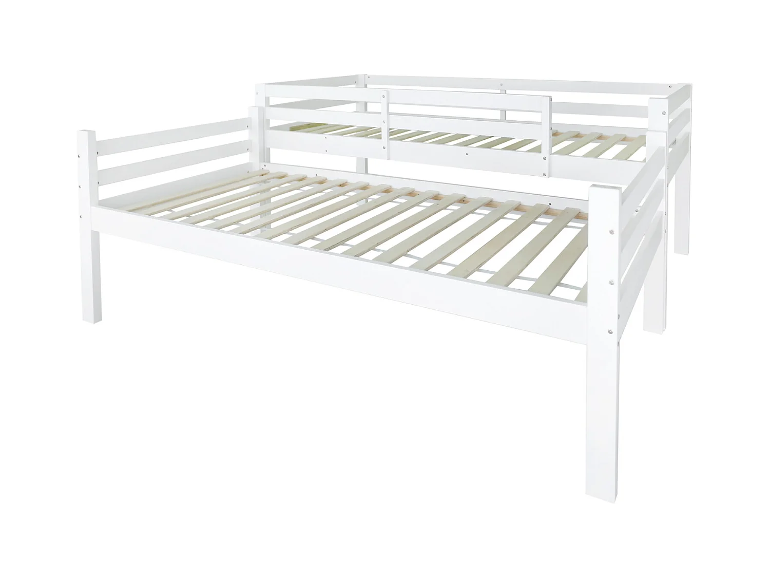 Lit superposé pour enfants, lit avec étagères à chaussures et casiers, lit convertible en 2 lits simples, lit junior/simple, blanc, 90x200 cm