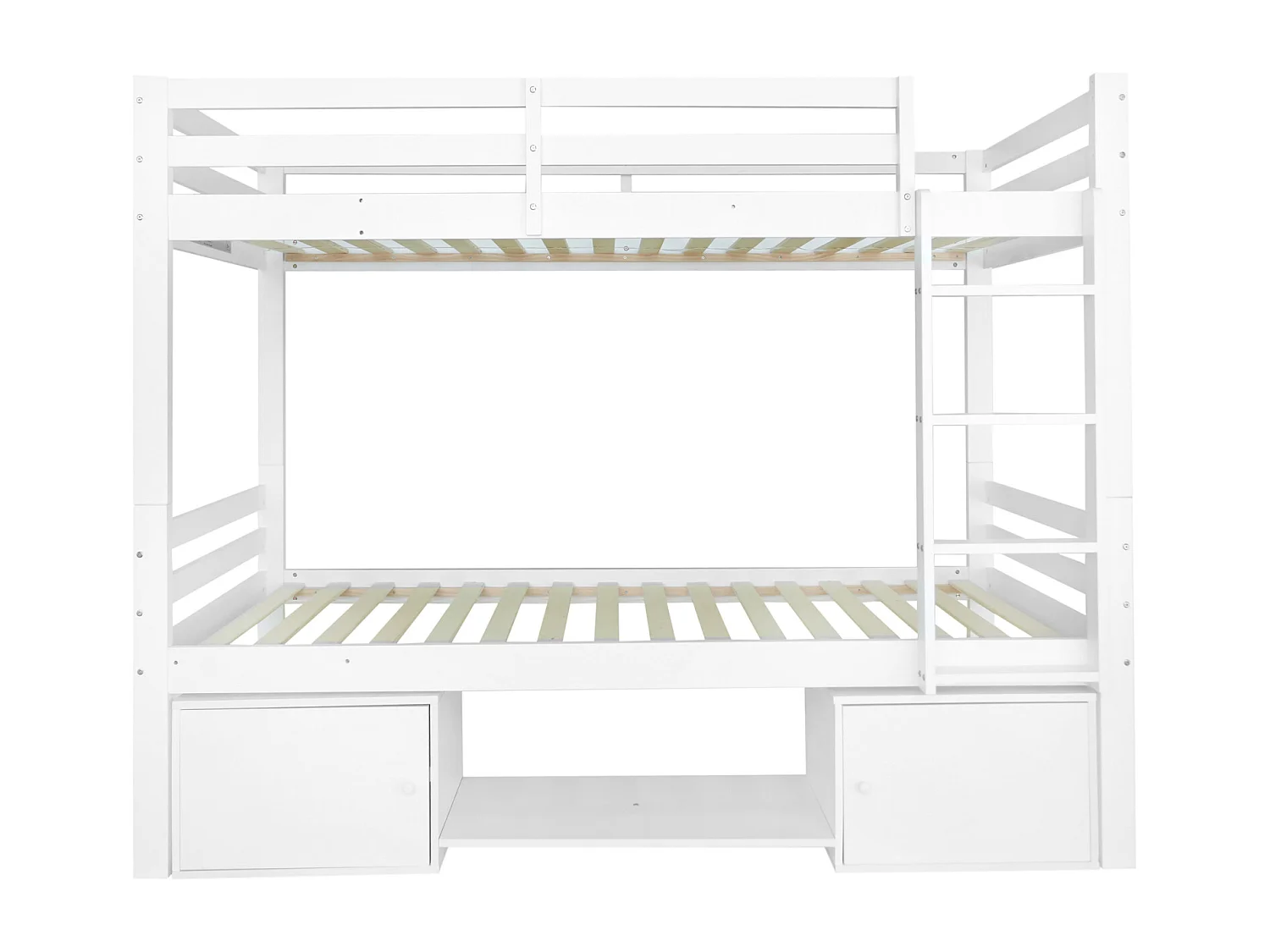 Kinderstapelbed, bed met schoenenrekken en opbergvakken, bed omvormbaar tot 2 eenpersoonsbedden, junior/eenpersoonsbed, wit, 90x200 cm