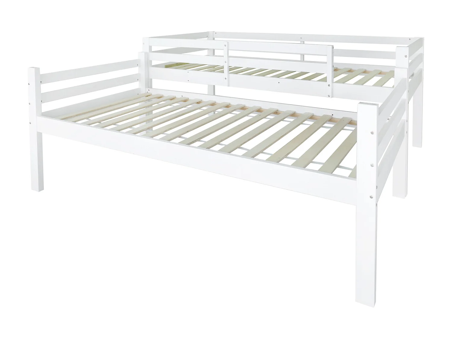Kinderstapelbed, bed met schoenenrekken en opbergvakken, bed omvormbaar tot 2 eenpersoonsbedden, junior/eenpersoonsbed, wit, 90x200 cm