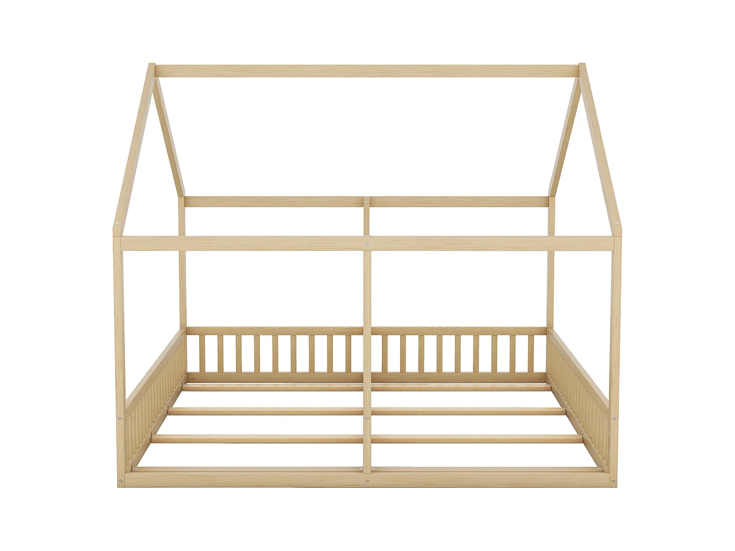 Lits simples 90x200 cm, lits bas, modèles maison, lits 2-en-1, couleur naturelle