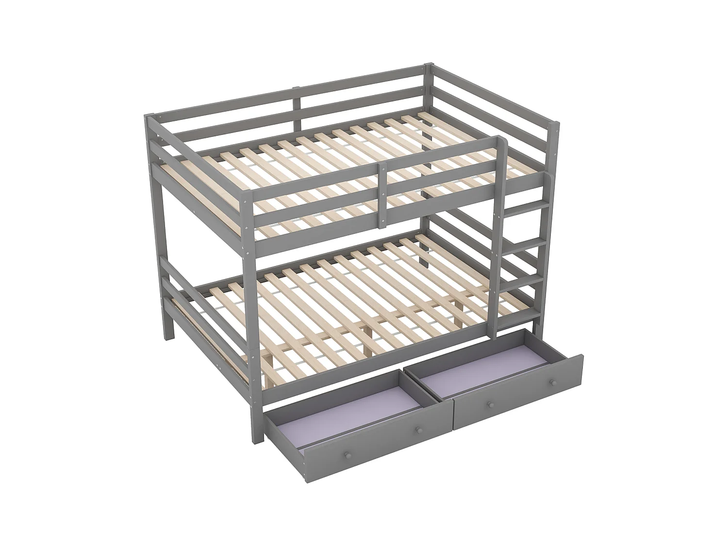 Etagenbett 140x200 cm, mit Schubladen und Stauraum, hohe Sicherheit, graue Farben, perfekt für Kinder und Jugendliche