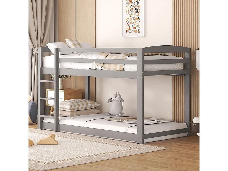 Beliche para crianças e adolescentes, estrutura em pinho maciço, fácil montagem, 90x200 cm, cinza