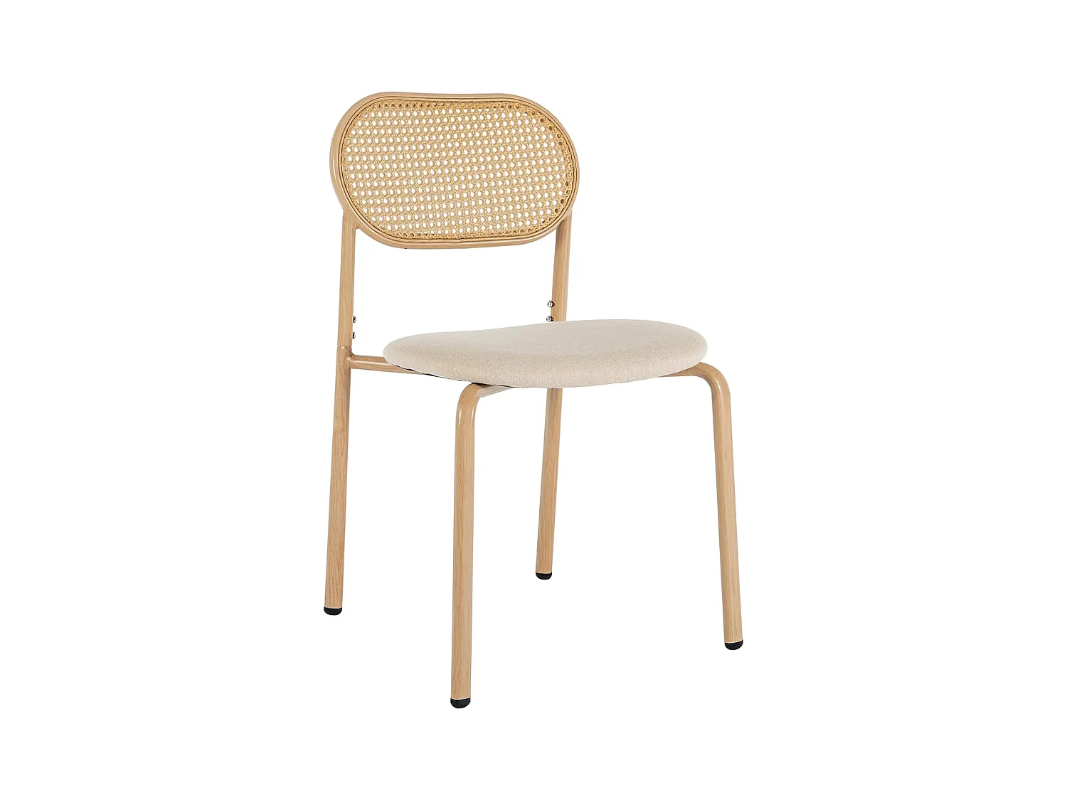 Lot de 2 chaises modernes de cuisine avec dossier en rotin, pieds métalliques, marron