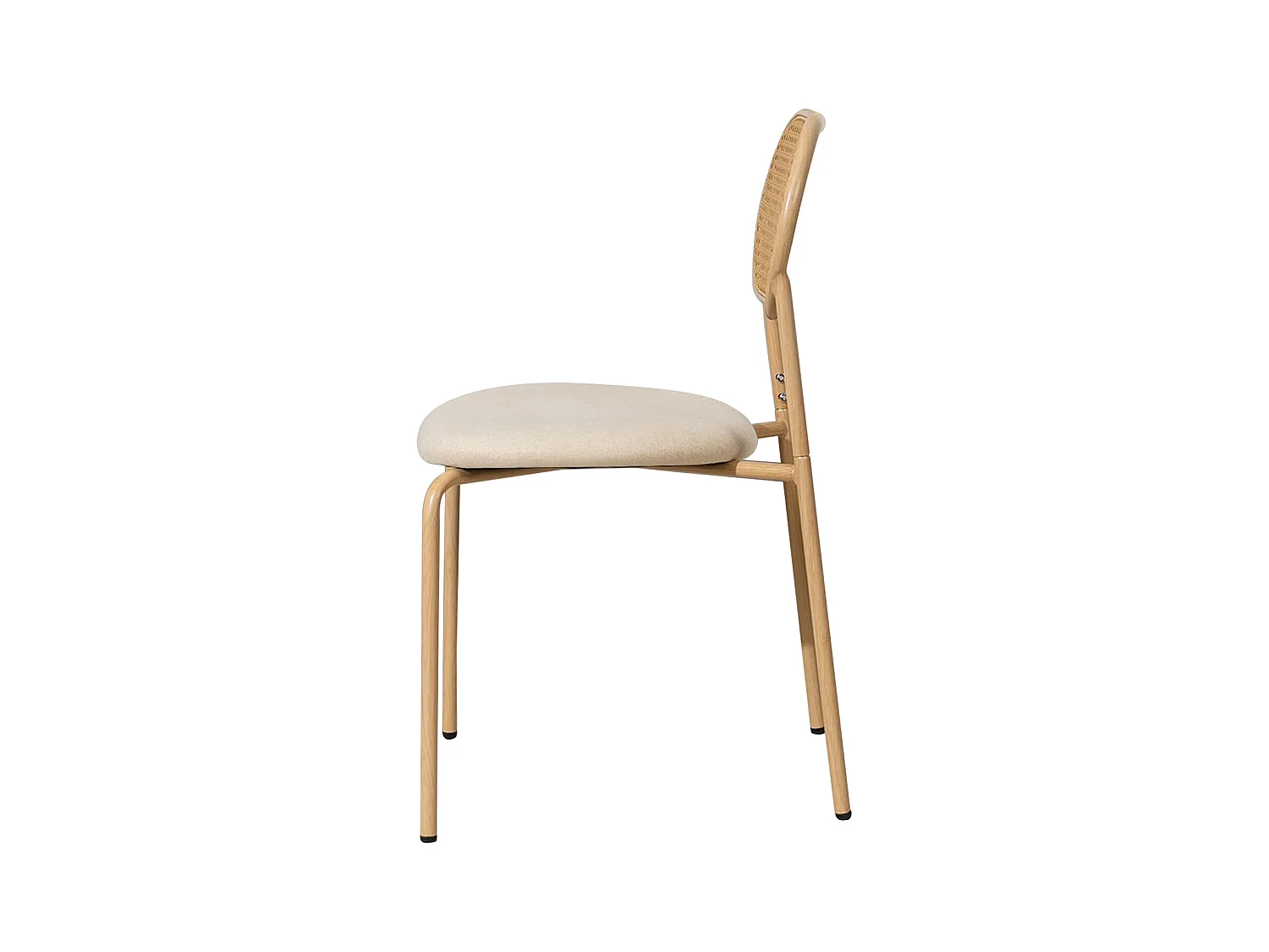 Lot de 2 chaises modernes de cuisine avec dossier en rotin, pieds métalliques, marron